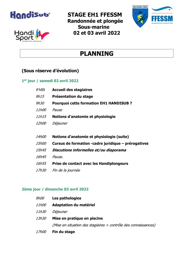 Planning Initiateur Handi 2022