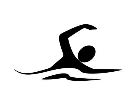 63738220 isolated icône de bain silhouette noire de l homme nage dans les vagues concept de la piscine la