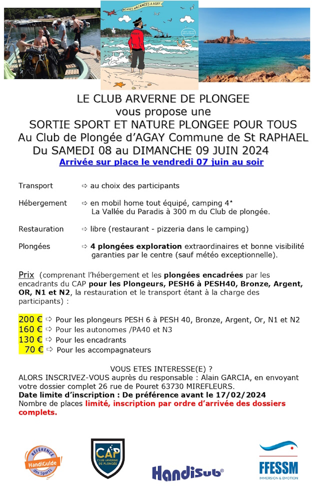 FICHE DINFORMATION SORTIE AGAY CAP du 08 au 09 JUIN 2024 page 0001