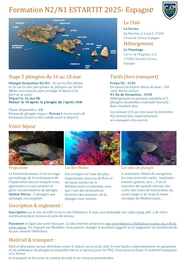 stage PN2 Estartit 2025